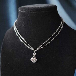 Whimsigoth purple pearl silver necklace with a small silver chain